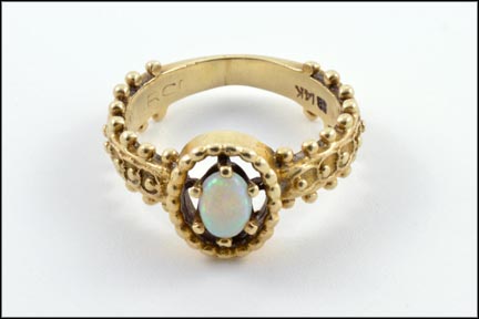 Opal Ring with Bumpy Shank in 14K Yellow Gold MAIN