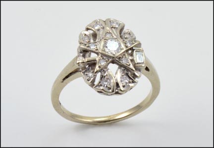 Diamond Eastern Star Ring in 14K White Gold LARGE