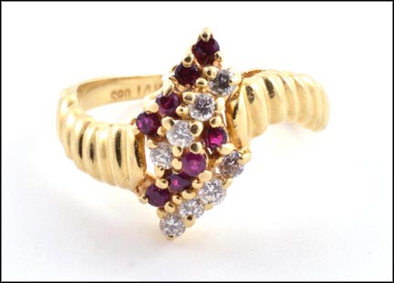 Ruby and Diamond Cocktail Ring in 14K Yellow Gold MAIN