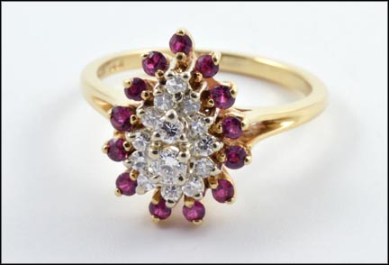 Ruby and Diamond Cocktail Ring  in 14K Yellow Gold MAIN