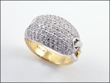 Sonia B Pave' Diamond Ring in 14K Yellow and White Gold MAIN
