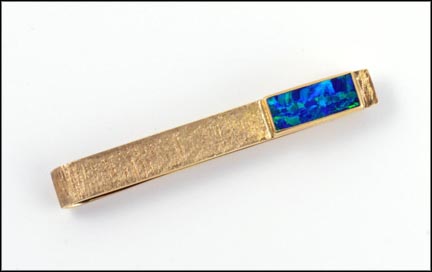 Opal Tie Bar in Yellow Gold LARGE