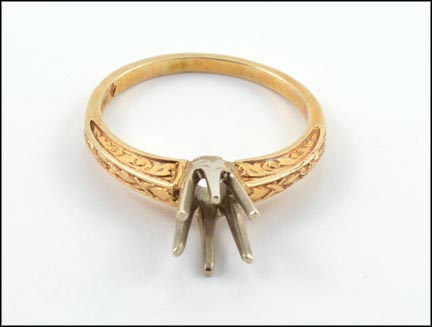 1930s Loose Setting, White Gold Prongs, Ring in 14K Rose Gold MAIN