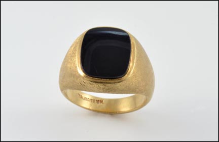 Mans Square Onyx Ring Brushed Finish in 10K Yellow Gold MAIN