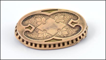 Vintage Oval Pin or Pendant with Bottle Cap Edge in Rose Gold MAIN