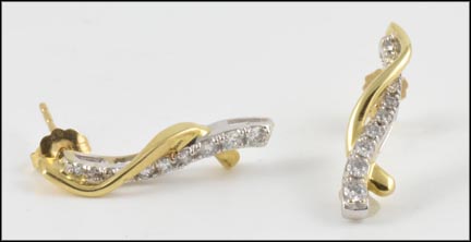 Diamond Drop Earrings in 14K Yellow and White Gold LARGE