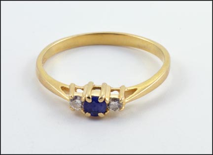 Two Diamond and Sapphire Ring in 14K Yellow Gold MAIN