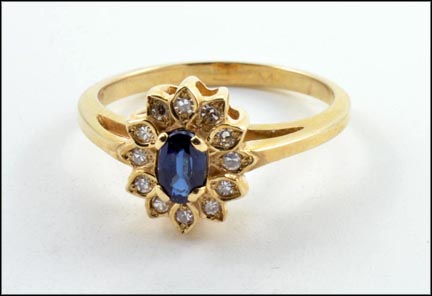 Sapphire with Diamond Accents Ring in 10K Yellow Gold MAIN