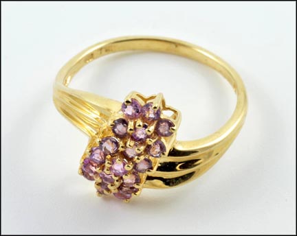 Lavender Amethyst Cluster Ring in 10K Yellow Gold MAIN