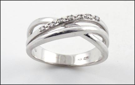 Three Criss-Cross Band with Diamond Accents in 10K White Gold MAIN