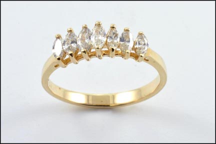 Seven Marquise Cut Diamonds Band in 10K Yellow Gold MAIN