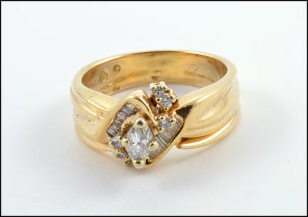 Diamond Wedding Set Welded, .15 ct. Center Stone in 14K Yellow Gold MAIN