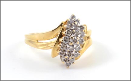 Three-Row Multi Diamond Ring in 14K Yellow Gold LARGE