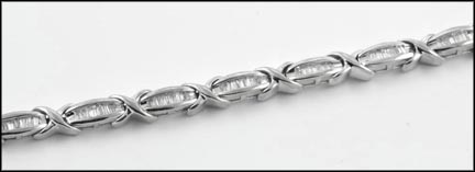 Small Baguette Diamond Bracelet in 10K White Gold LARGE