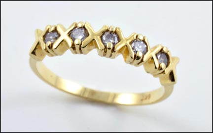 Five Diamond Small Band in 10K Yellow Gold LARGE