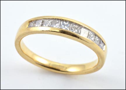 Channel Set Square Cut Diamond Band in 14K Yellow Gold LARGE