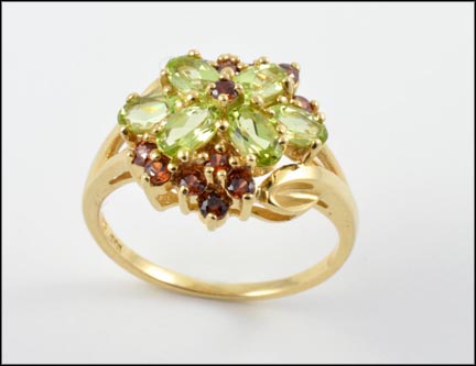 Peridot and Zircon Cocktail Ring in 14K Yellow Gold MAIN