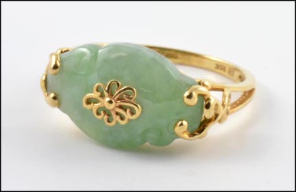 Apple Jade Oriental Style Ring in 14K Yellow Gold MAIN