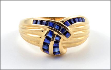 Multi Sapphire Ring in 14K Yellow Gold LARGE
