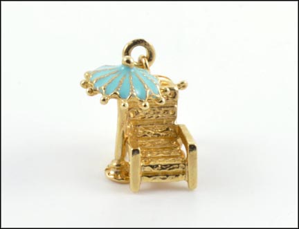 Chair and Beach Umbrella Charm in 14K Yellow Gold LARGE