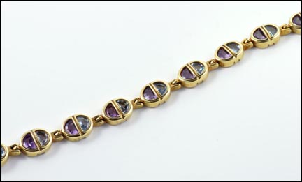 Amethyst and Topaz Bracelet in 14K Yellow Gold LARGE