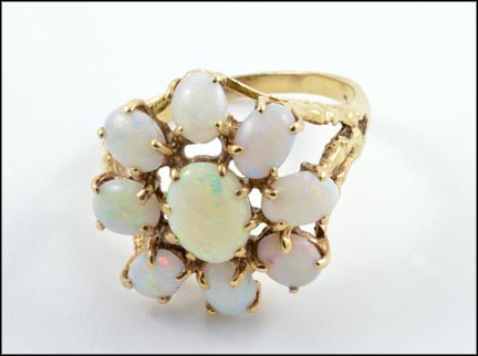 Opal Cluster Ring in 14K Yellow Gold MAIN