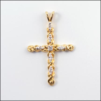 Diamond Cross Pendant in 14K Yellow Gold LARGE