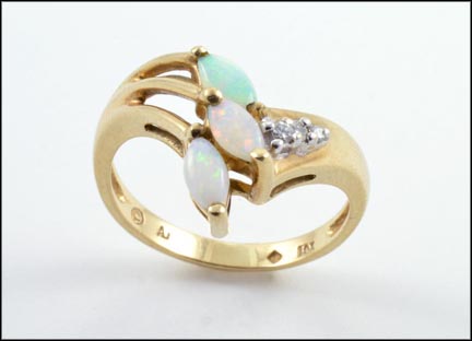 Opal and Diamond Ring in 10K Yellow Gold MAIN