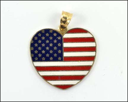 Enameled Heart Flag Pendant in 14K Yellow Gold MAIN
