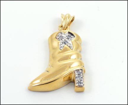 Boot Pendant with Diamond Accent in 14K Yellow Gold MAIN