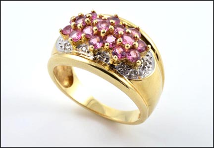 Pink Tourmaline Ring in 14K Yellow Gold LARGE