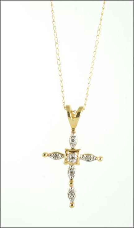 Diamond Cross Pendant in 14K Yellow Gold LARGE