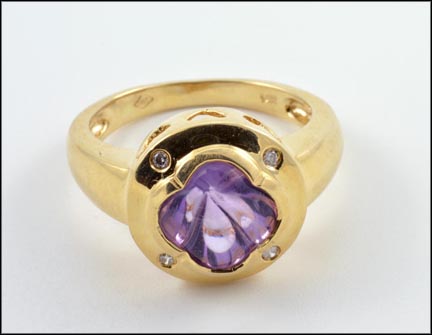 Amethyst and Diamond Ring in 14K Yellow Gold MAIN
