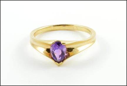 Pear Shaped Amethyst Ring in 14K Yellow Gold MAIN