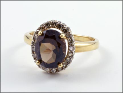 Smoky Quartz and Diamond Ring in 10K Yellow Gold MAIN
