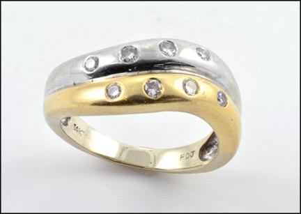 Contemporary Diamond Ring in 14K Yellow Gold LARGE