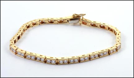 Channel Set Diamond Bracelet in 14K Yellow Gold LARGE