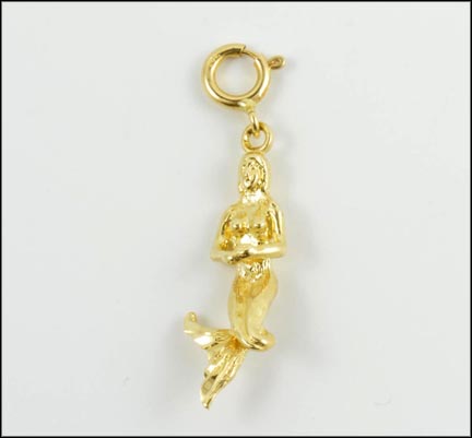 Mermaid Charm in 14K Yellow Gold LARGE