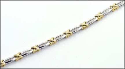 Channel X Style Diamond Bracelet in 10K Yellow and White Gold LARGE