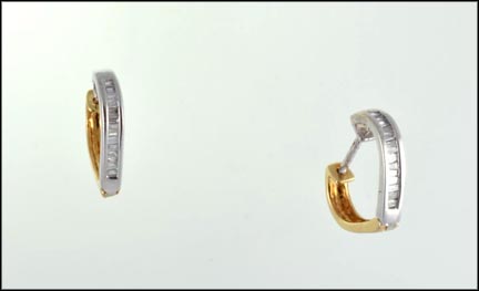Channel Set Diamond Heart Earrings in 14K Yellow Gold LARGE