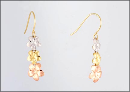 Flower Drop Earrings in 10K Tri-Color Gold MAIN