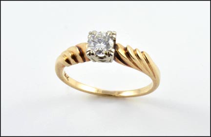 Round Brilliant Cut Diamond Solitaire Ring in 14K Yellow Gold LARGE