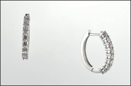 Diamond Hoop Earrings in 14K White Gold LARGE