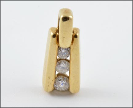 Three Stone Channel Set Diamond Pendant in 10K Yellow Gold MAIN