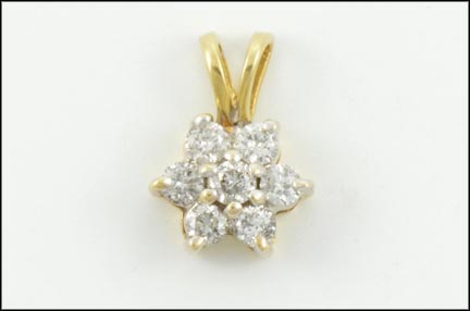 Diamond Cluster Pendant in 14K Yellow Gold MAIN