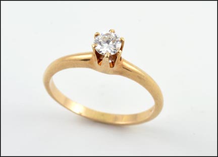 Si H Diamond Solitaire Ring in 14K Yellow Gold LARGE