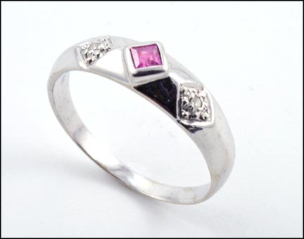 Pink Sapphire and Diamond Ring in 14K White Gold MAIN