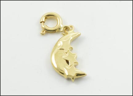 Moon and Stars Charm in 14K Yellow and White Gold LARGE