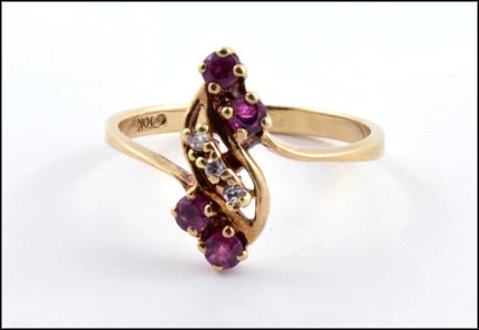 Ruby and Diamond Ring in 10K Yellow Gold MAIN