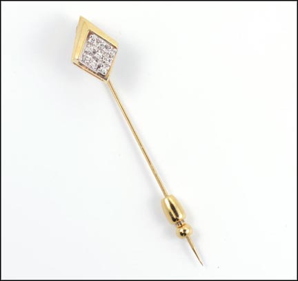 Diamond Shaped Diamond Pin in Yellow Gold LARGE